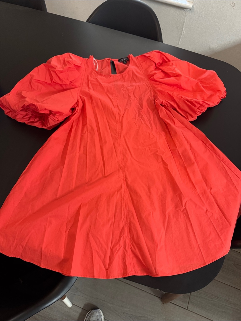 Bold Puff-Sleeve A-Line Dress in Bright Red